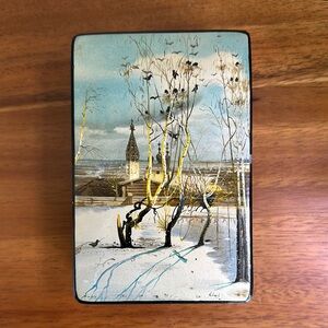 Vintage Russian Lacquer Box The Rooks Are Returning USSR Signed Winter‎ Church